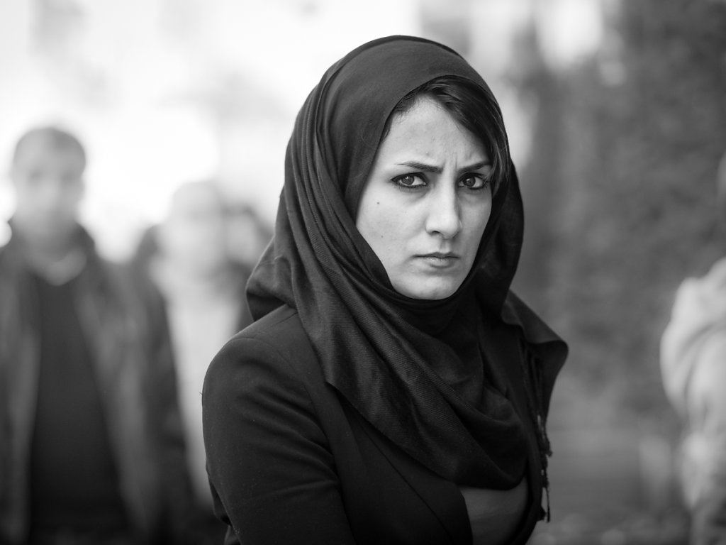 Intense gaze of a woman dressed in black, Istiklal Caddesi - Istanbul