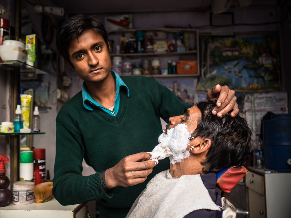 At the barbershop, New Delhi